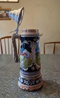 Vintage Dbgm 12  German Lidded Beer Stein W swiss Music Box  Base  Works