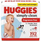 Huggies Simply Clean Fragrance-free Baby Wipes 3 Flip-top Packs 192 Wipes Total 