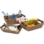 Seagrass Storage Baskets W  Wood Handles Set Of 3 Rectangular Decorative Bins Us