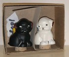 Antique Metal Hubley Fido Puppies dogs Cast Iron Salt   Pepper Shakers 