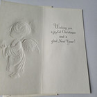 Vintage Christmas Card Mary Hamilton Embossed Angel In Pink Gown With Snowflake