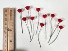 Dollhouse Red Roses Flowers Set Of 10 With Stems 1 12 Scale Miniature Garden
