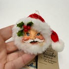 Vintage Annalee Christmas Santa Claus Felt Head Hanging Ornament