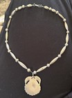 Turquoise Teardrop Pendant Necklace Silver Bead Chain Native American Signed