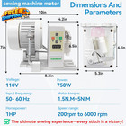 Industrial Sewing Machine Motor Sewing Machine Servo Motor Ac110v 750w 1hp 200