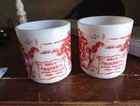 Vintage Set Of Original Davy Crockett Milk Glass Mug Hazel Atlas Red 1950s