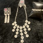 Paparazzi Silver Tone Clear Rhinestone Lot Necklace Bracelet Earrings 3pc