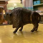 Antique Vintage Cast Iron Buffalo Bison Coin Bank   Still Bank