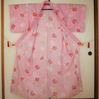 Japanese Yukata Pink Cotton Red Peony Flower Kimono Summer Festival
