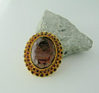 Vintage Oval Costume Jewelry Brooch Classic Victorian Style 1960s