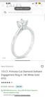 Zales 1 3 Ct Princess-cut Diamond Solitaire Engagement Ring 14k Wg Sz 5 25