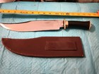 16  Vintage Hand Forged Pakistan Bowie Knife With Custom Leather Sheath 