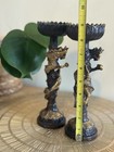 Rare 9inch Ancient Chinese Dragon Candle Holders Pair  Antique Finish  Decor