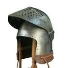 Medieval Knight Bascinet Helmet Armor Visored Barbute Helmet Steel Larp Cosplay