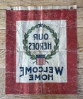 Rare Wwi World War 1 1919 Our Heros Welcome Home Victory Canvas Window Banner