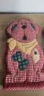 Set Of 2 Vintage Franco 100  Cotton Red Gingham Puppy Dog Kitchen Oven Mitt