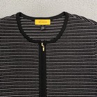 St John Jacket Xl Black Zip Up Stripe Dot Knit Wool Blend Suit Career Designer