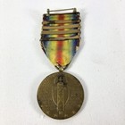 Vintage Wwi Victory Medal Usa With 4 Battle Bars Aisne Marne St Mihiel Rainbow