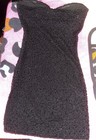 Women   s Black Strapless Sweetheart Bodycon Mini Dress Beaded Sequin