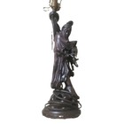 Antique Carved Wood Table Lamp Figural Shoulao Shouxing Daoist Longevity God 