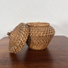 Vintage Small Woven Wicker Lidded Basket