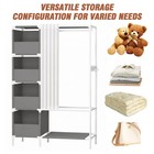 Portable Closet Wardrobe 4 Drawers Clothes Hanging Cabinet With Curtain Gray Us