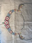 Victorian Hand  Embroidered And Crocheted Table Runner  Handmade Flowers 54x18 5