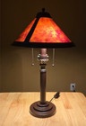 Mica Lamp 25 In Tall 15 In Wide  Brown And Gold  2 Buls 2 Pull Cords And Switch