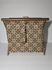 Vintage Mcm Folding Stand Up Knitting Craft Sewing Yarn Basket Holder Organizer
