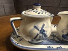 Elesva Delftware Holland - Blue Handpainted Windmill Design Cream And Sugar Set