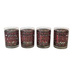Houze Holiday Rocks Glasses 12 Oz Gold Rim Stained-glass Look Set Of 4 Barware
