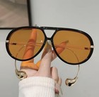 Luxury Brand Pilot  Women Celebrity Designer Sunglasses Kardashian Orange Lenss