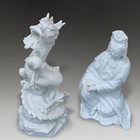 Chinese- Blanc De Chine- Two Figures- Guan Yin 19thc   Dragon 20thc