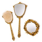 Vintage Hollywood Regency Gold Gilt Vanity Mirror Set 3 Pc Laurel Leaf Florentin