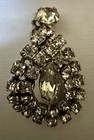 Vintage Clip Rhinestone Cluster Teardrop Dangle Earrings