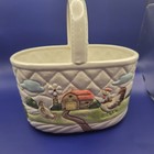 Item Description  Vintage 1982 Otagiri Quilted Farm Scene Ceramic Basket