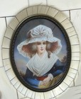 Antique French Signed Miniature Lady Woman Portrait Painting Framed