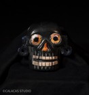 Handmade Mexican  Skull Black  Figurine Pendant One Of A Kind   Handmade 100 
