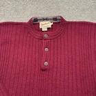 Woolrich Sweater Adult Large Red Henley Neck Wool Knit Pullover Mens