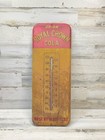 Original 1940 s Drink Royal Crown Cola Soda Metal Thermometer Patina Great Look 