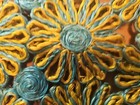 Vtg 1960s Abaca Placemats Set Of 6  Floral Design Yellowish Green And Teal 
