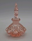 Vintage Pink Glass Perfume Bottle Art Deco Fan Stopper