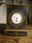 Antique Rare Early French  1800 s Mini Hand Painted Wooden Shelf Clock Working