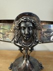 Victorian Bridal Basket Silver Plated     Etched     Ram      Hummingbird     Fox  2544