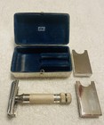 Vintage Hoffritz Slant Bar Safety Razor Made In Germany Original Stainless Case
