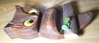 Mcm Hand Carved Cryptomeria Wooden Owl On Log Wall Art Decor Yellow Felt Eyes 6 