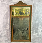 Antq Art Deco Harvest Moon Mason Print Trumeau Wall Mirror 1930s