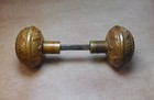 Pair 1886 Antique Nashua Lockwood H-20700 Cast Brass Bronze Ornate Door Knobs