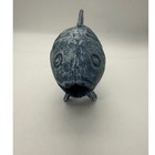 Vintage Style Cast Iron Fish Figurine Navy Blue Distressed Nautical Decor