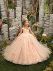 New 3d Floral Child Flower Girl Dress For Wedding Fluffy Gown Kid Princess Party